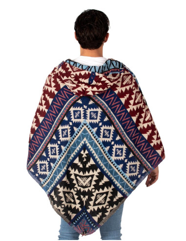 Poncho bohème unisexe à capuche et poches |...