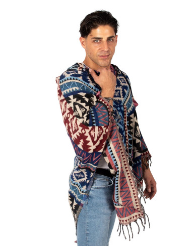 Poncho bohème unisexe à capuche et poches |...