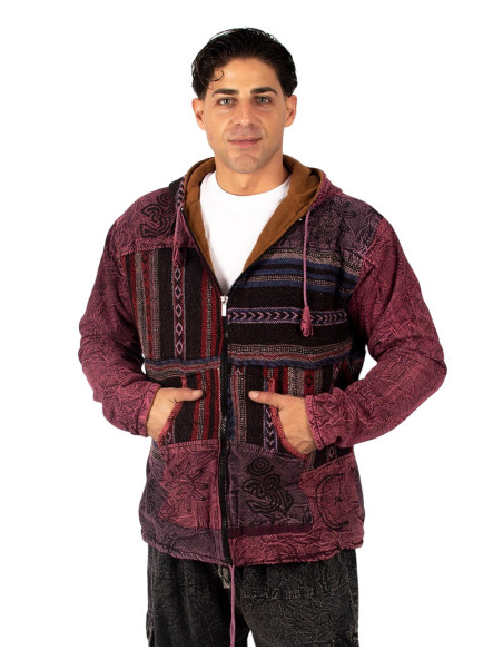 Veste patchwork faite main avec doublure polaire – Fabriquée en Inde