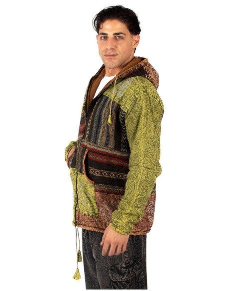 Handgefertigte Patchworkjacke mit Fleecefutter – Hergestellt in Indien