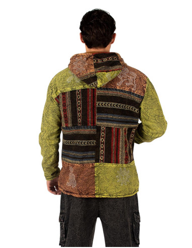 Handmade patchwork jacket with fleece lining –...