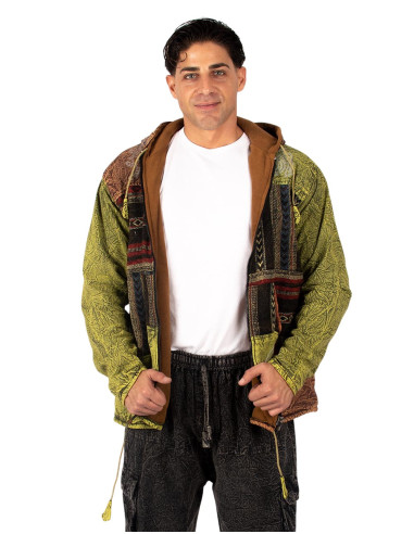 Handmade patchwork jacket with fleece lining –...