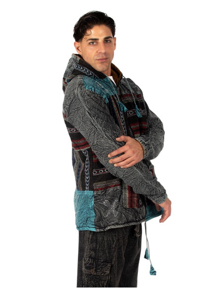 Veste patchwork faite main avec doublure polaire – Fabriquée en Inde