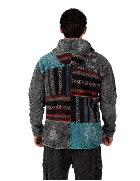 Handgefertigte Patchworkjacke mit Fleecefutter – Hergestellt in Indien