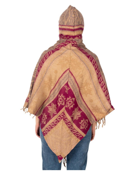Handmade cotton wool poncho with hood – Indian boho fashion