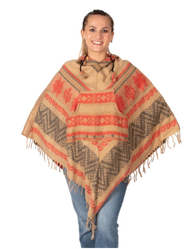 Poncho artesanal de algodão com capuz – moda...