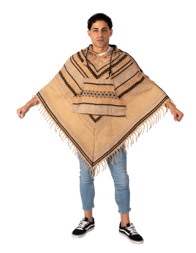 Unisex-Poncho aus Baumwollwolle mit Kapuze –...