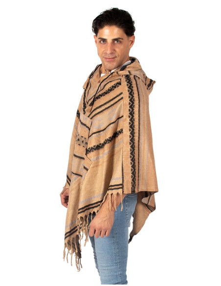Poncho unisexe en coton et laine avec capuche – Kimago