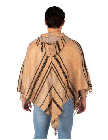 Poncho unissex de algodão e lã com capuz – Kimago