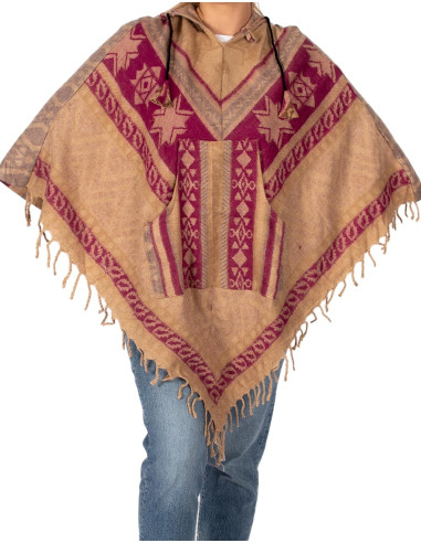 Unisex-Poncho aus Baumwollwolle mit Kapuze –...