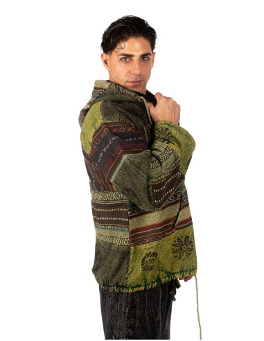Unisex patchwork jacket with fleece lining –...
