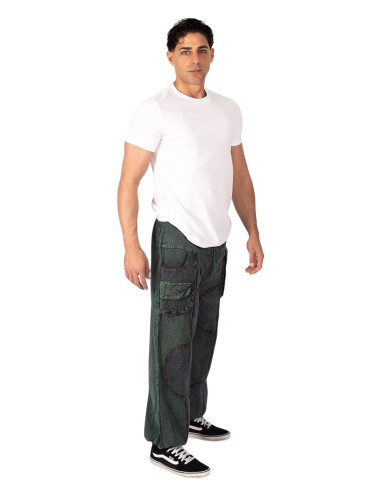 Pantaloni harem unisex in cotone viola con...