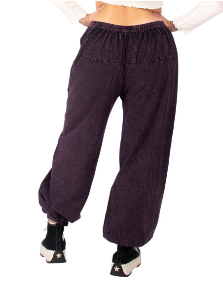 Pantalon sarouel unisexe en coton violet de style ethnique