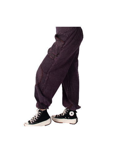 Unisex purple cotton harem pants in an ethnic...