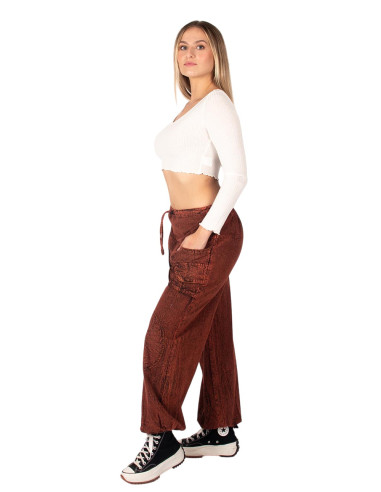 Pantaloni harem unisex in cotone bordeaux in...