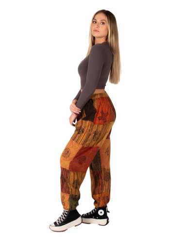 Unisex Patchwork-Haremshose aus Baumwolle
