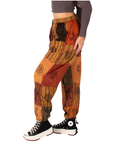 Unisex Patchwork-Haremshose aus Baumwolle