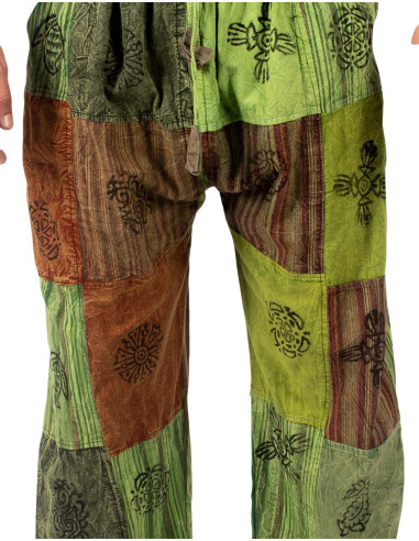 Unisex Patchwork-Haremshose aus Baumwolle