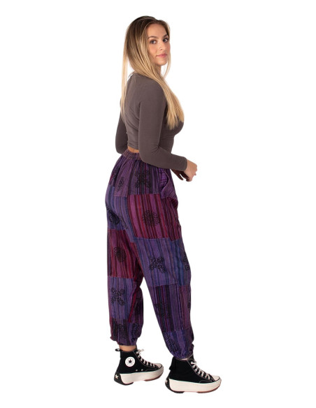 Unisex Patchwork-Haremshose aus Baumwolle
