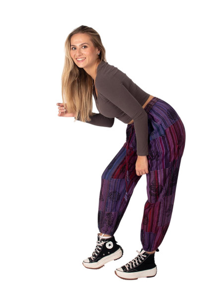 Pantaloni harem unisex in cotone patchwork