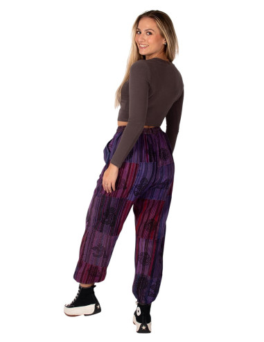 Pantalon harem unisexe en coton patchwork...