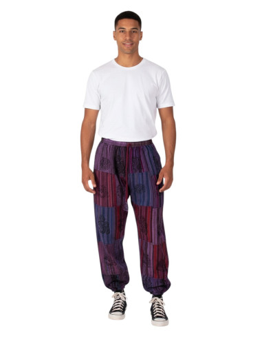 Pantaloni harem unisex patchwork in cotone nei...
