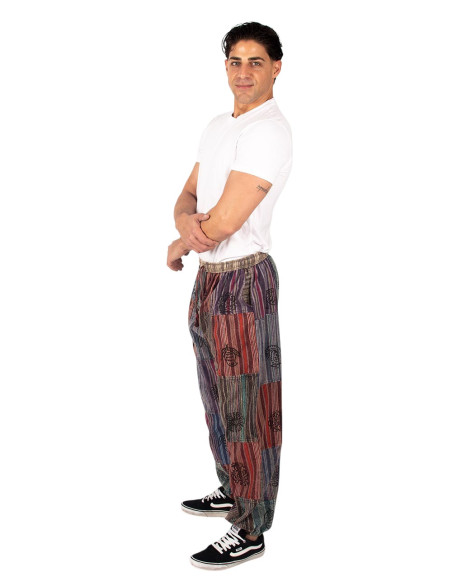 Unisex-Haremshosen aus Patchwork in verschiedenen Baumwollfarben