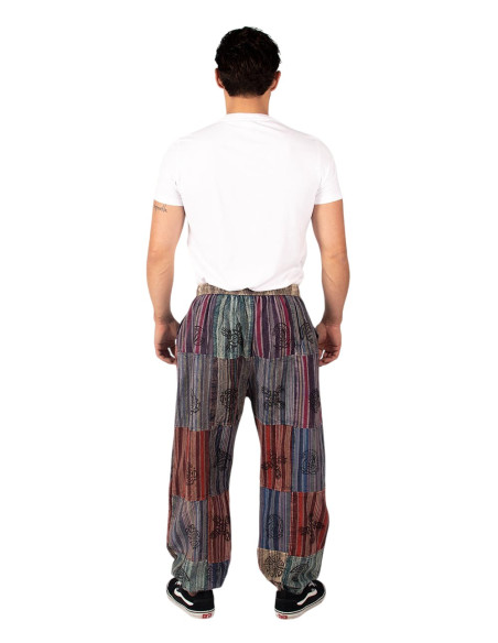 Pantaloni harem unisex patchwork in colori assortiti di cotone