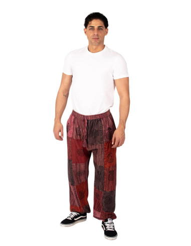 Unisex patchwork harem pants in assorted cotton...