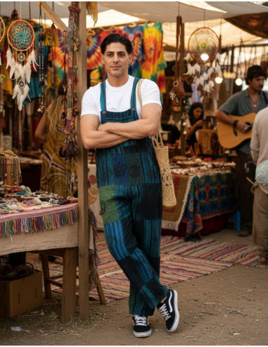 Tuta unisex patchwork realizzata in cotone...