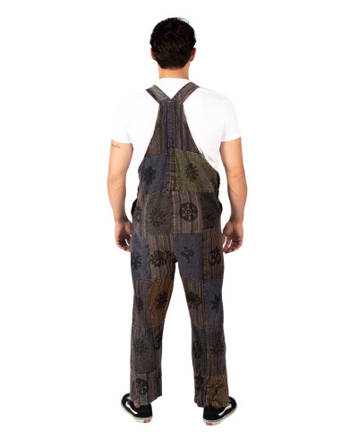 Unisex patchwork handmade cotton jumpsuit