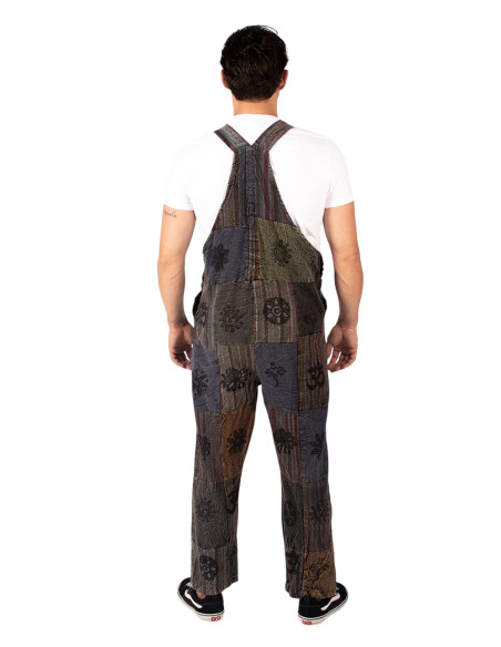 Unisex Patchwork-Overall aus handgefertigter Baumwolle