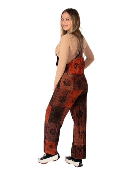 Tuta unisex patchwork realizzata in cotone fatto a mano – stile etnico indiano