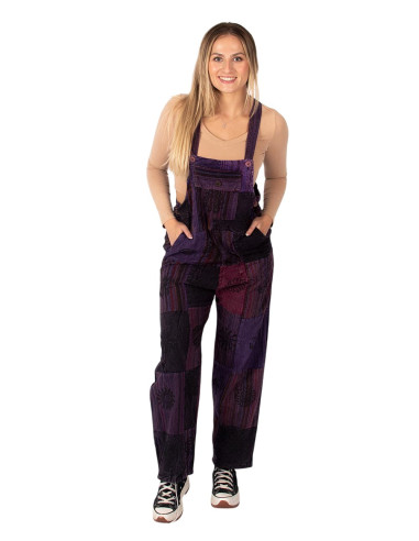 Unisex-Patchwork-Overall aus Baumwolle – Lila...