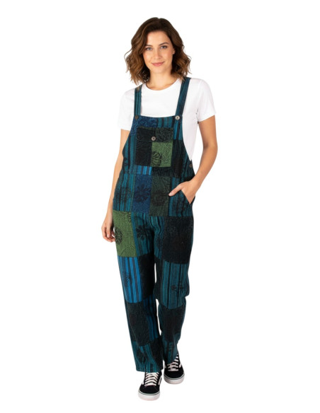 Tuta unisex patchwork in cotone – Viola o Azzurro