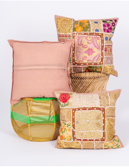 Beige cotton cushion cover