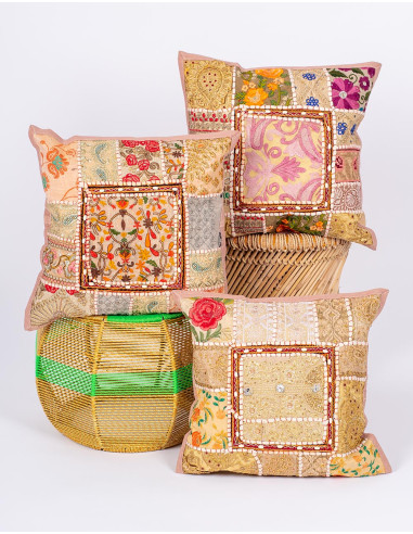Beige cotton cushion cover