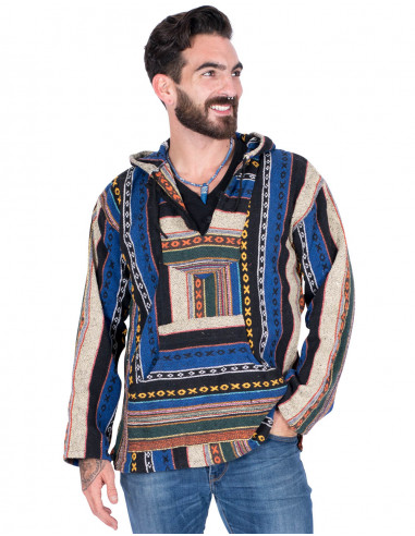 Sweat-shirt bohème unisexe en coton fait main –...