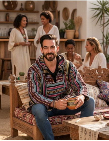 Felpa boho unisex realizzata in cotone fatto a mano – moda etnica indiana