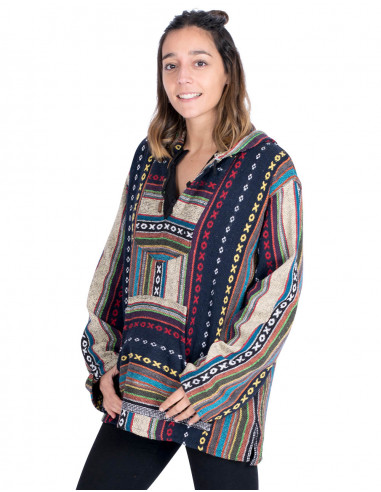 Sweat-shirt bohème unisexe en coton fait main –...