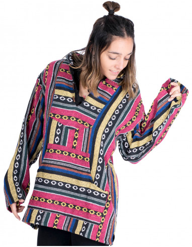 Unisex boho sweatshirt made of handmade cotton...