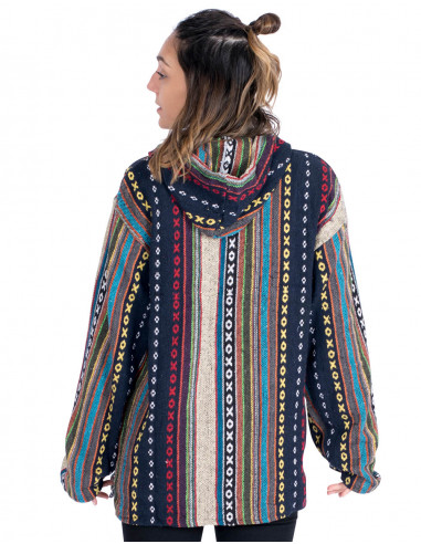 Sweat-shirt bohème unisexe en coton fait main –...