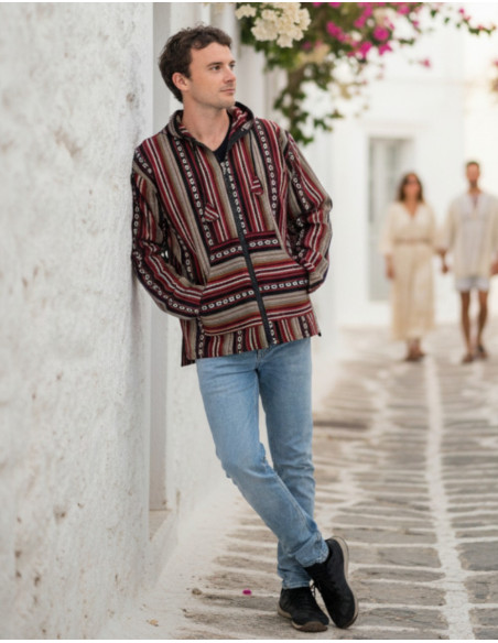 Jaqueta hippie unissex feita de algodão artesanal – Autêntico estilo boho