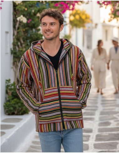 Giacca hippie unisex realizzata in cotone fatto...