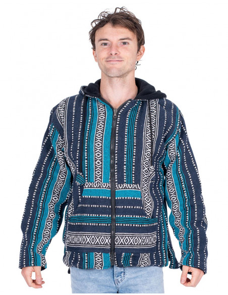 Unisex hippie jacket with fleece lining – Handmade boho coat from India