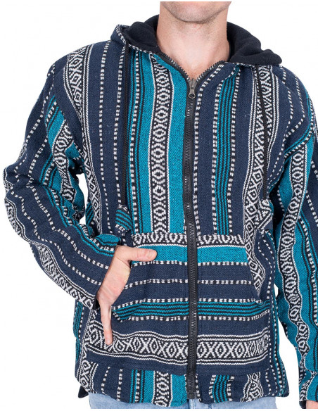 Unisex-Hippiejacke mit Fleecefutter – Handgefertigter Boho-Mantel aus Indien