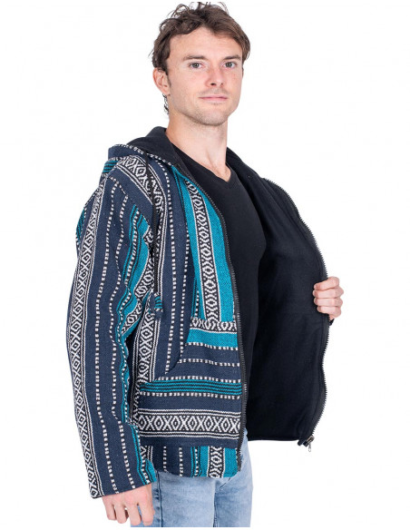 Veste hippie unisexe doublée en polaire – Manteau bohème fait main en Inde