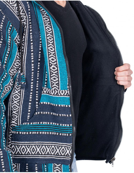 Unisex hippie jacket with fleece lining – Handmade boho coat from India