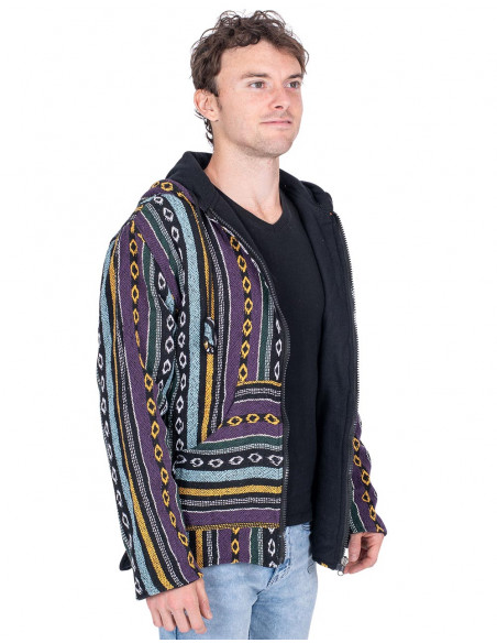 Giacca hippie unisex con fodera in pile – Cappotto boho fatto a mano dall'India