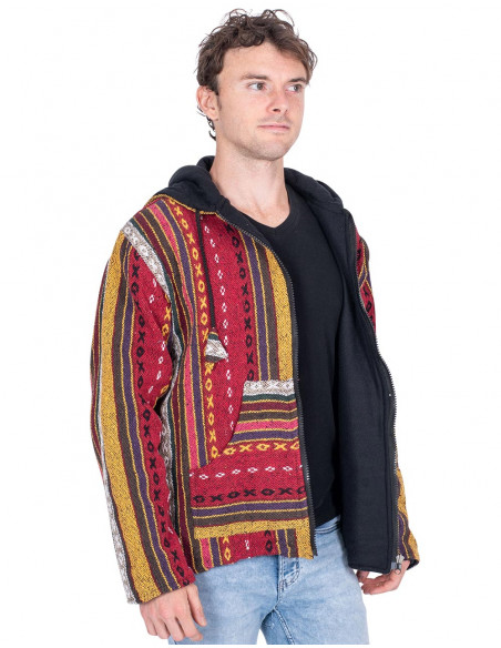 Veste hippie unisexe doublée en polaire – Manteau bohème fait main en Inde